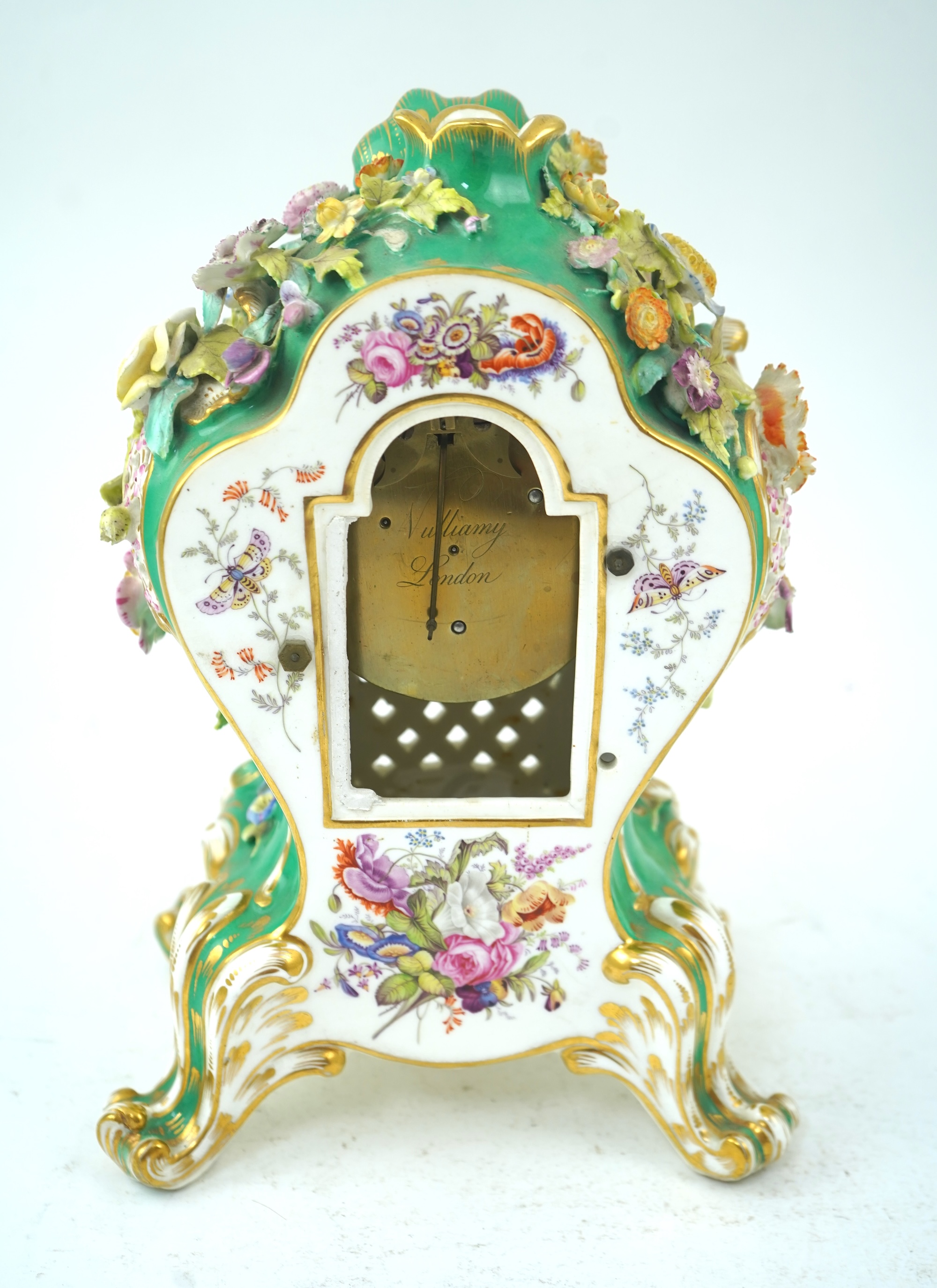 Benjamin Louis Vulliamy, London, an early 19th century eight day English porcelain mantel timepiece